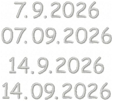 Datum in Druckschrift 2026
